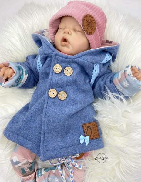 RESTSTÜCK 1,30 MTR. ♥ Doubelface Baumwollfleece DARK JEANS MELANGE - 100% Baumwolle ♥