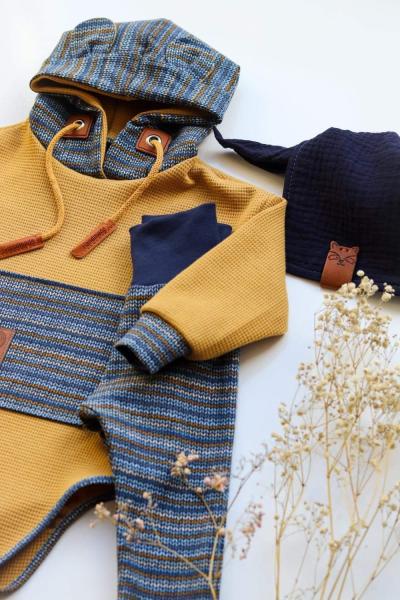 0,5 MTR.  WAFFEL STRICKJERSEY 100% BAUMWOLLE - CuRRY