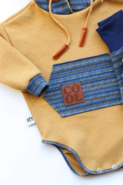 0,5 MTR.  WAFFEL STRICKJERSEY 100% BAUMWOLLE - CuRRY