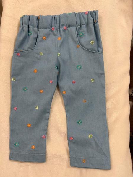 0,5 MTR. JEANS CHAMBRAY BLÜMCHEN