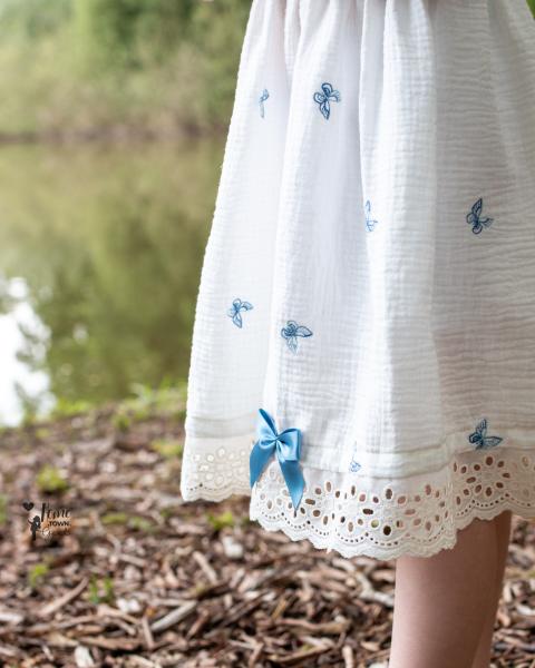 0,5 MTR. ♥ BUTTERFLY JEANS GESTICKT MUSSELIN ♥
