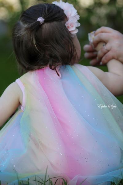 0,5 MTR. ♥ WEICHER *GLITZER* FARBVERLAUF RAINBOW MuLTICoLour TüLL ♥
