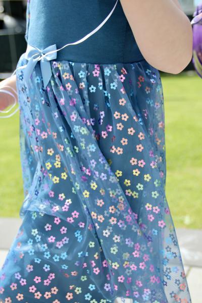 0,5 MTR.  ♥ WEICHER MULTICOLOR RAINBOW *BLUMENGLITZER* TüLL JEANS ♥