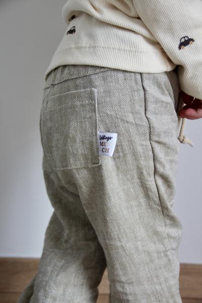 0,5 MTR. ♥ FISCHGRÄT BAUMWOLL LEINEN - KHAKI LIGHT ♥