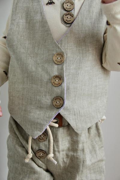 0,5 MTR. ♥ FISCHGRÄT BAUMWOLL LEINEN - KHAKI LIGHT ♥