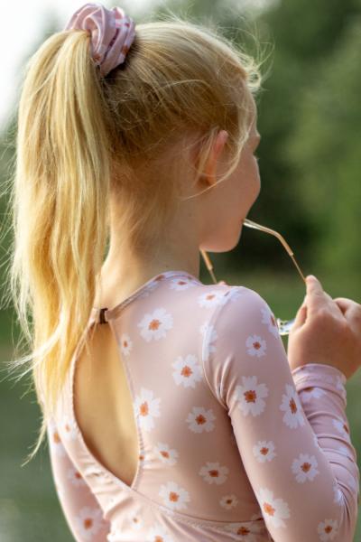 0,5 MTR.  ♥ BADESTOFF LYCRA FLOWERS APRICOT UPF50 ♥