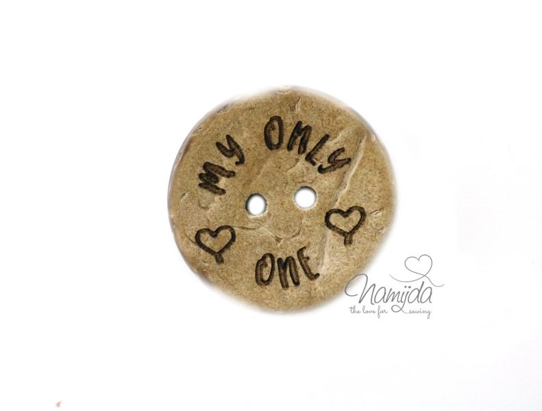 1 Stück ♥ EIGENPRODUKTION KOKOSKNOPF MY ONLY ONE - HOLZKNOPF - 22 mm ♥