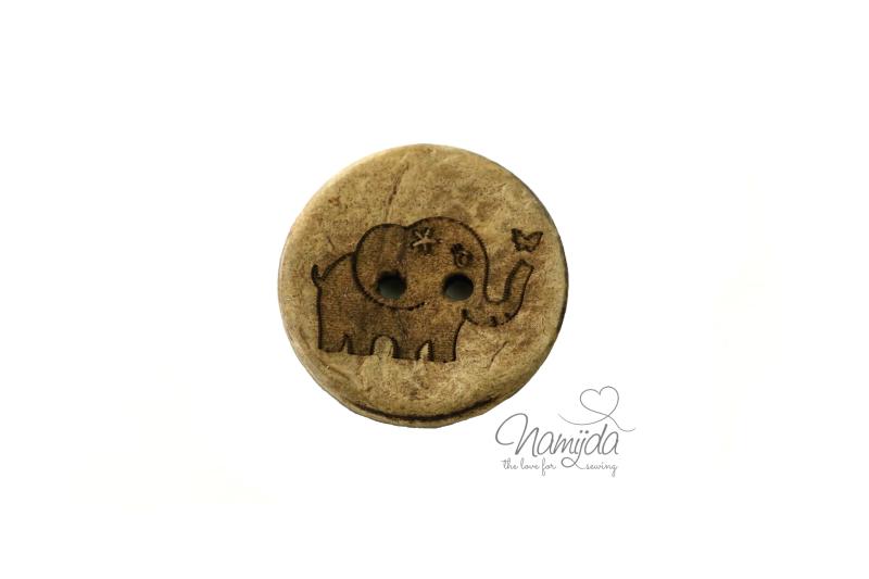 1 Stück ♥ KOKOSKNOPF ELEPHANT - HOLZKNOPF - 20mm ♥