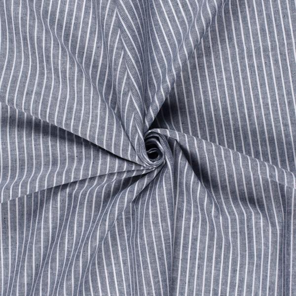 0,5 MTR. ♥ STREIFEN CHAMBRE BAUMWOLL LEINEN NAVY  ♥