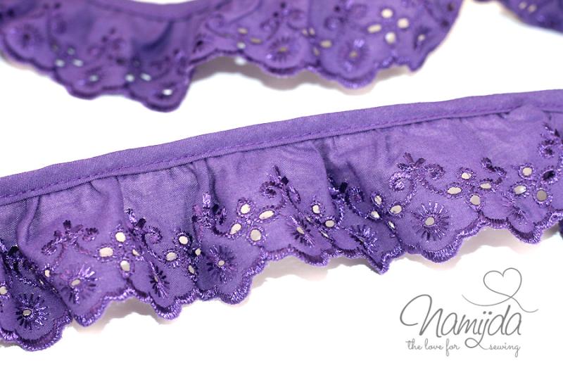 ♥1 Mtr. Wäschespitze gerüscht - Lila - 5cm - glänzend ♥