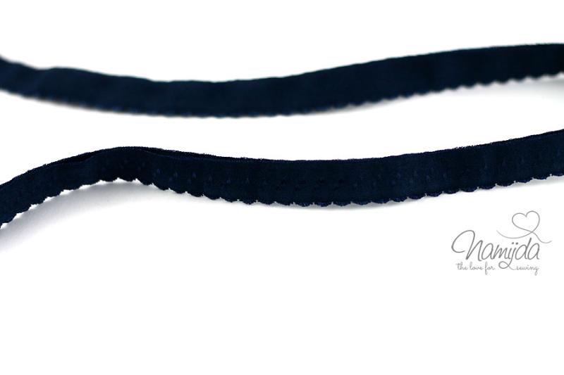 1 MTR. ♥ Elastisches Einfassband -  Schrägband - Dunkelblau ♥