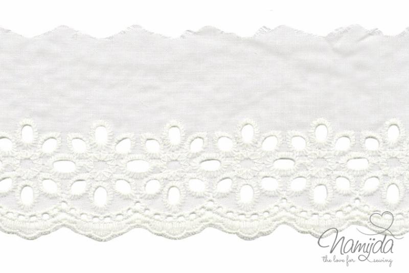 ♥1 Mtr. Wäschespitze - XXL Blütentraum 8cm - Natur ♥