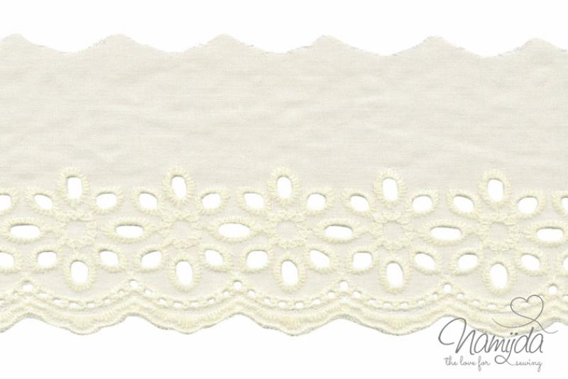 ♥1 Mtr. Wäschespitze - XXL Blütentraum 8cm - Creme ♥