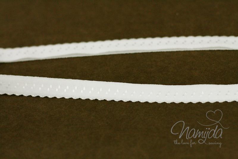 1 MTR. ♥ Elastisches Einfassband -  Schrägband - Natur Weiss ♥