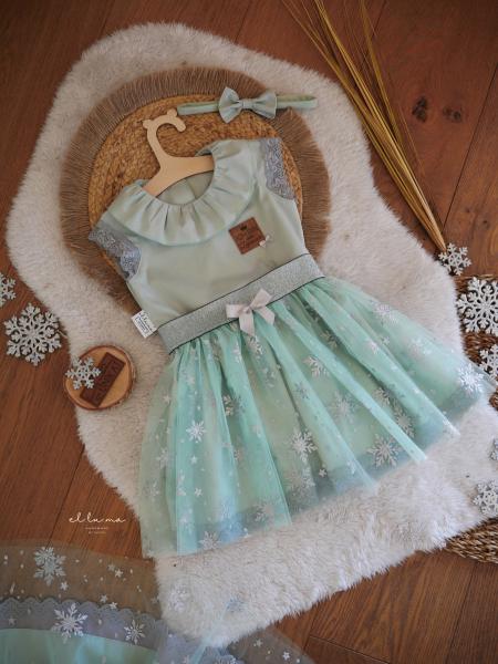 0,5 MTR. ♥ WEICHER EISKRISTALL TüLL MINT ♥
