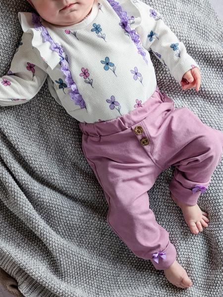 0,5 MTR. ♥ WAFFEL STRICKJERSEY - FLOWERS FLIEDER/ROSE ♥
