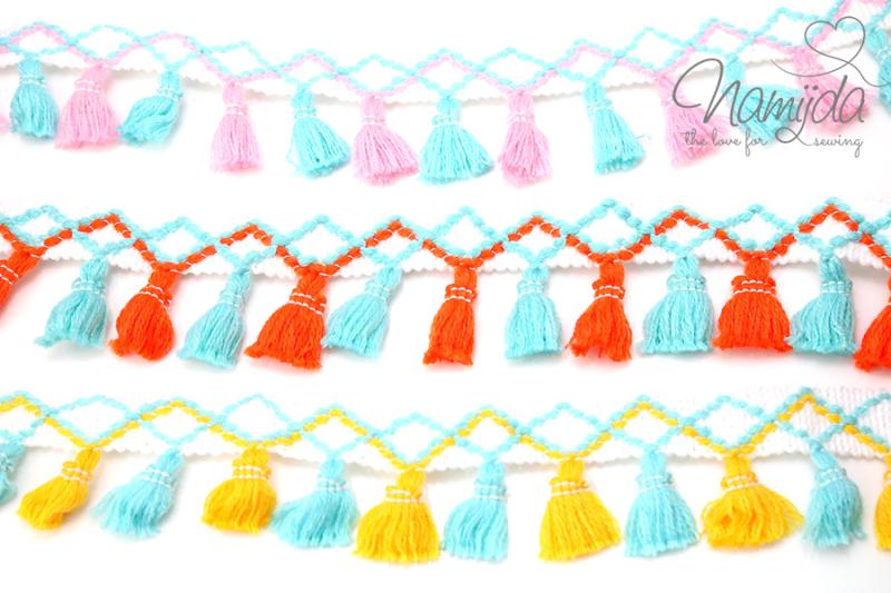 1 MTR. ♥ QUASTEN DREAMS  - ORANGE/MINT - 5cm ♥