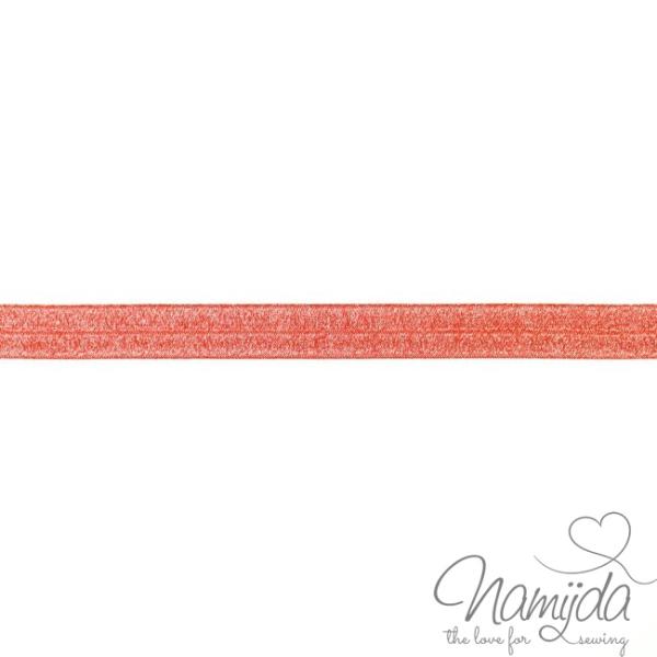 1 MTR. ♥ XL Elastisches Einfassband - GLITTER Rot - Falzgummi 20mm ♥