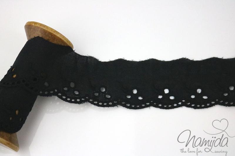 ♥1 Mtr. Wäschespitze LiLia - Schwarz - 4,2cm ♥