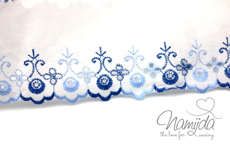 ♥1 Mtr. WÄSCHESPITZE SHABBY BLUE - 8cm ♥