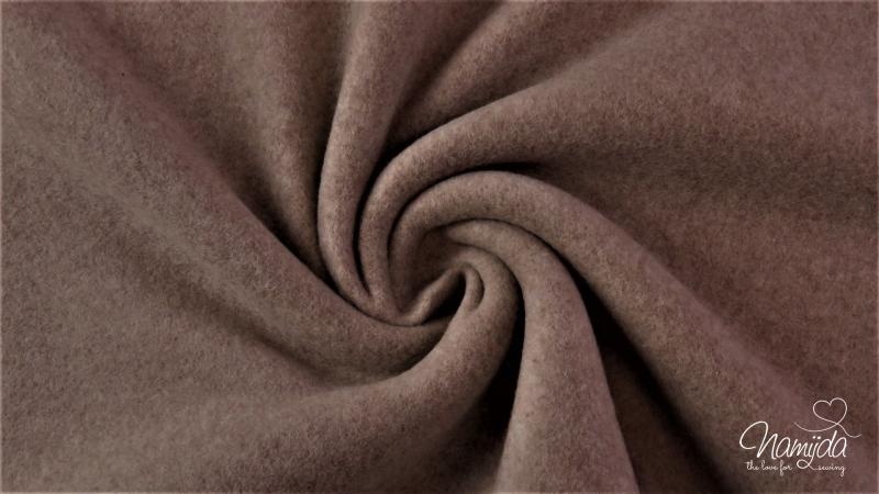 0,5 MTR. ♥ Doubelface Baumwollfleece Dusty BRAUN - 100% Baumwolle ♥