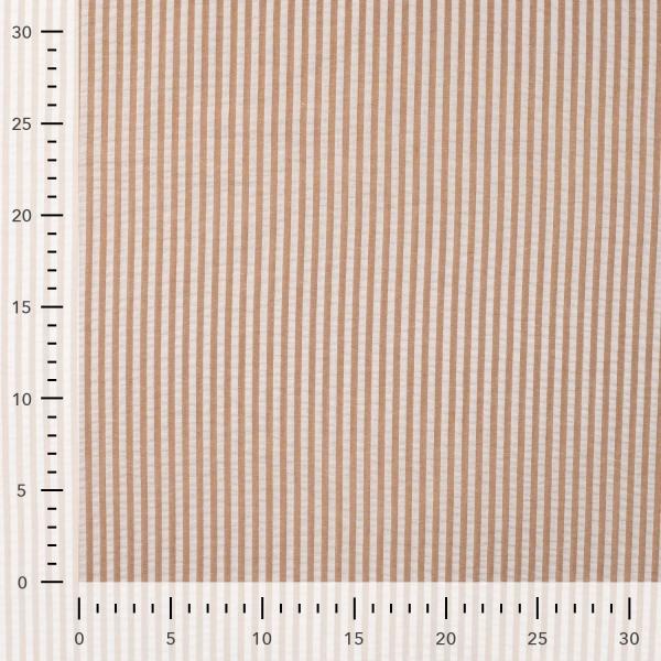 0,5 MTR. SEERSUCKER STREIFEN UNI TAUPE