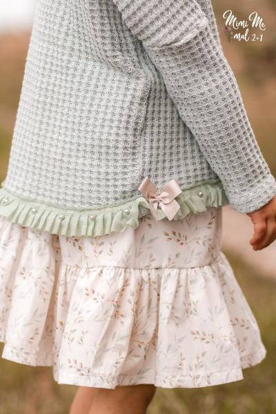 1 MTR. ♥ RüSCHENBORTE SOFT-TÜLL + PERLEN - KHAKI LIGHT ♥