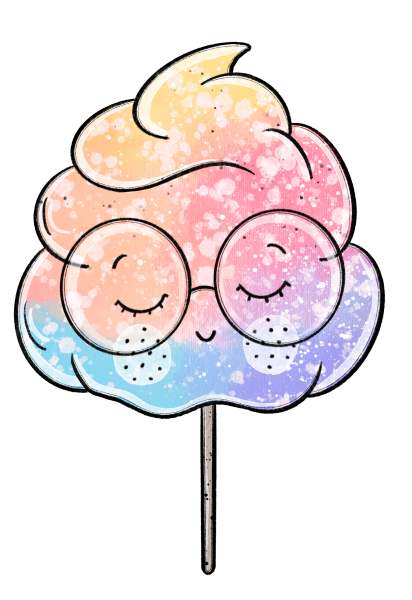 1 Stück - BÜGELBILD ZUCKERWATTE BRILLE 12cm