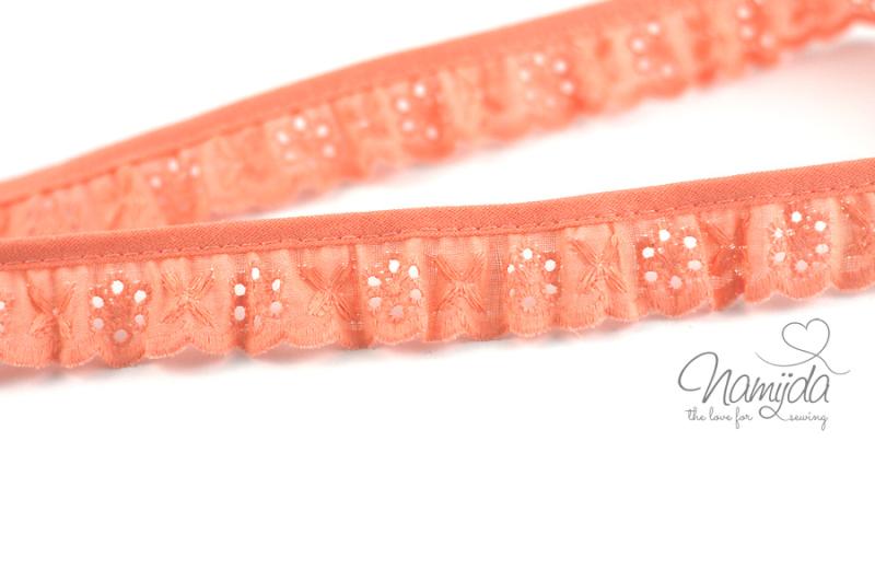 ♥1 Mtr. Wäschespitze gerüscht -  2,5cm - APRICOT ♥