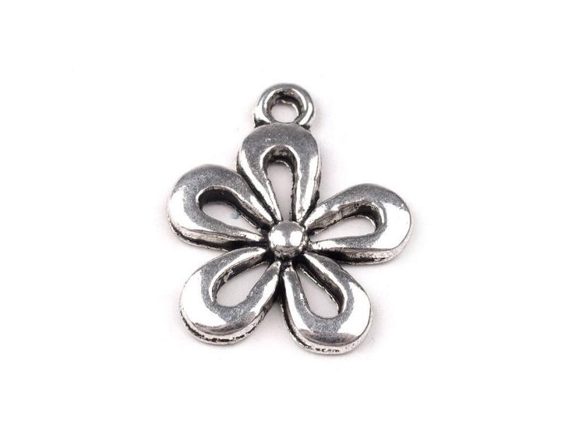 1 Stück - BLUME Anhänger  - SILBER - 15x18mm