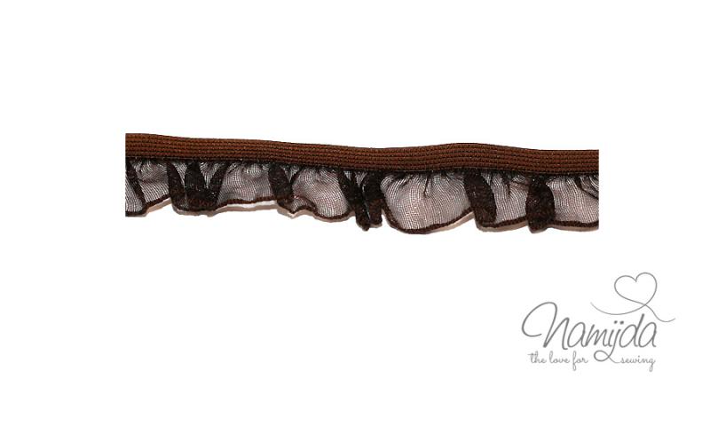 1 MTR. ♥ Elastische Organza Spitze - Braun  - 19mm - Rüschenband  ♥