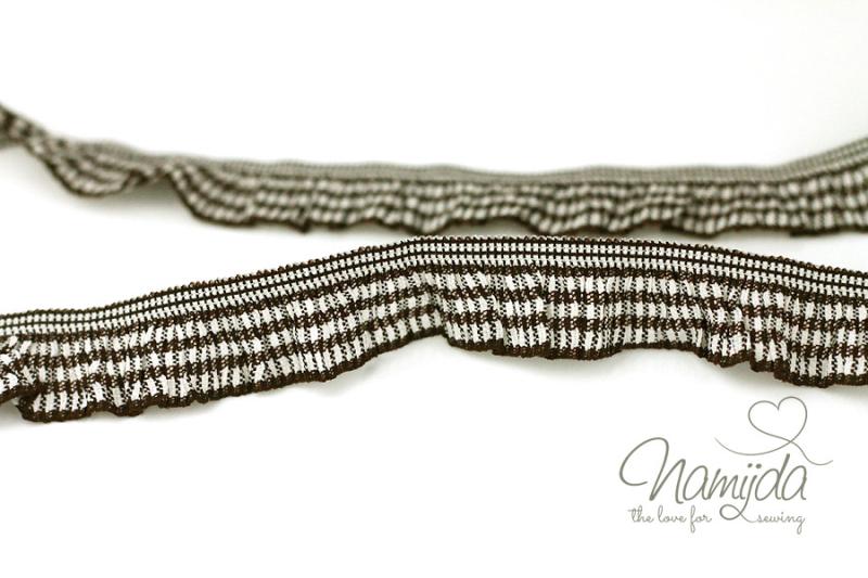 1 MTR. ♥ Elastisches ViCHY KARO Rüschenband BRauN - 19mm - Rüschengummi  ♥
