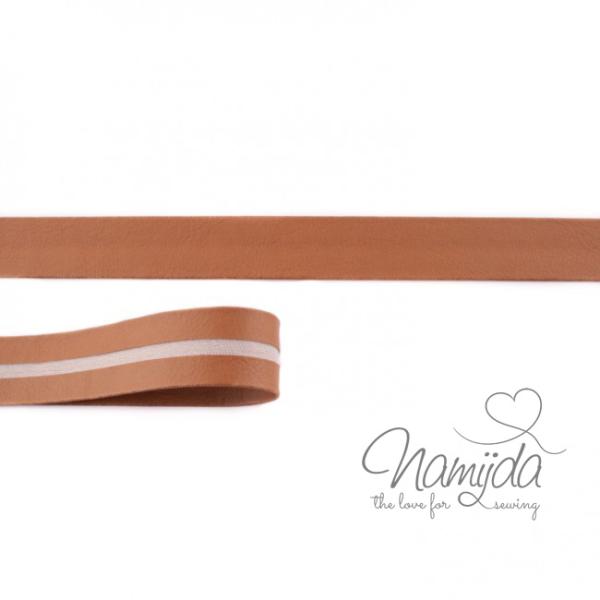 1 MTR. ♥ Kunstleder Schrägband - Cognac - 20mm - Einfassband ♥