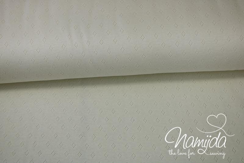 0,5 MTR. ♥ BAUMWOLLJERSEY POINTOILLE Lochstickerrei NATUR ♥