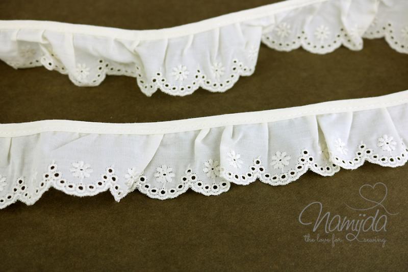 ♥1 Mtr. Wäschespitze gerüscht - 3,5 cm - CREME ♥