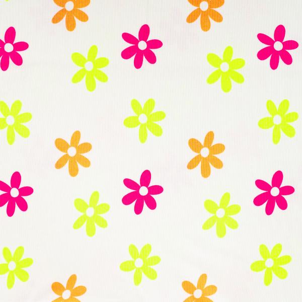 0,5 MTR. ♥ RIPPSTRICK JERSEY NEON DAISIES ♥