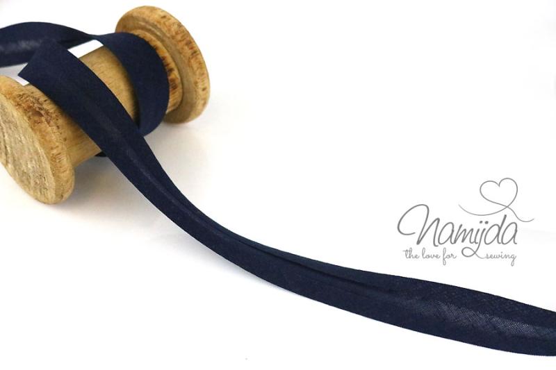 1 MTR. ♥ BAUMWOLL SCHRÄGBAND DUNKELBLau - 18mm ♥