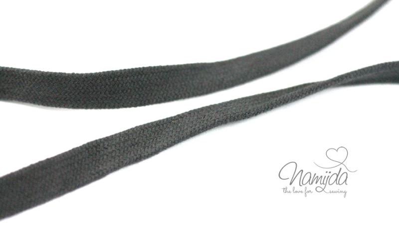 1 MTR. ♥ Kordel, Band - flach - Dunkelgrau - 1,5 cm♥