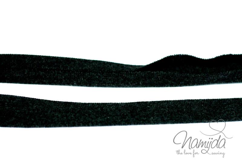 1 MTR. ♥ Elastisches Jersey Schrägband - Dunkelgrau meliert ♥