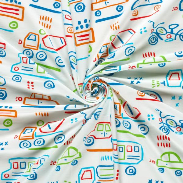 0,50 MTR.  ♥ BUNTE FAHRZEUGE JERSEY ♥