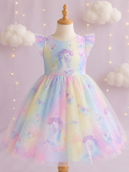 0,5 MTR. ♥ SOFT TüLL GLITZER UNICORN BUTTERFLY MULTICOLOUR  ♥