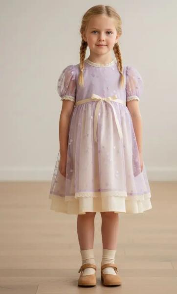 0,5 MTR. ♥ SOFT TüLL HERZCHEN FLIEDER ♥