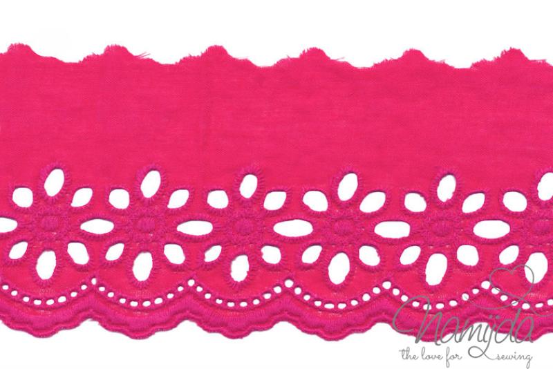 ♥1 Mtr. Wäschespitze - XXL Blütentraum 8cm - Pink ♥
