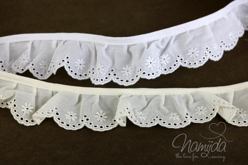 ♥1 Mtr. Wäschespitze gerüscht - 3,5 cm - CREME ♥