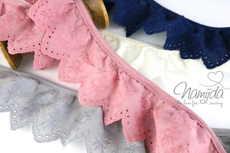 ♥1 Mtr. SCHleiFCHen Wäschespitze gerüscht - Kakhi light - 5,5cm ♥