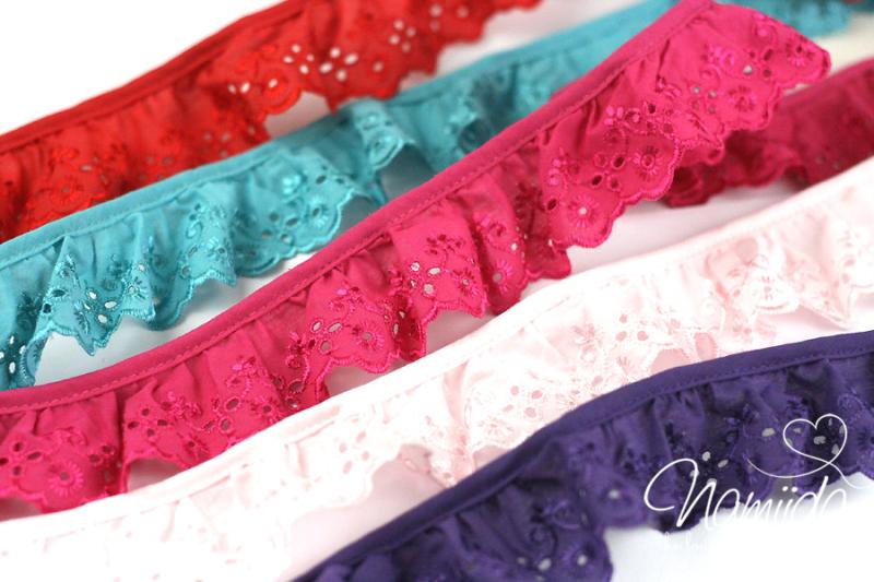 ♥1 Mtr. Wäschespitze gerüscht - Lila - 5cm - glänzend ♥