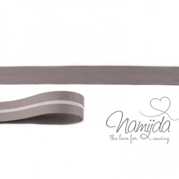 1 MTR. ♥ Kunstleder Schrägband - Grau - 20mm - Einfassband ♥