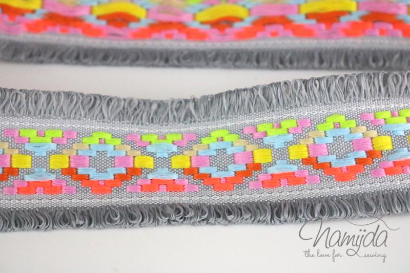♥1 Mtr. IBiZA Fransenband GRAU - 4,5cm ♥