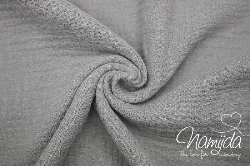 0,50 MTR. ♥ DouBLE GAUZE - Musselin GRAU - Baumwollstoff ♥