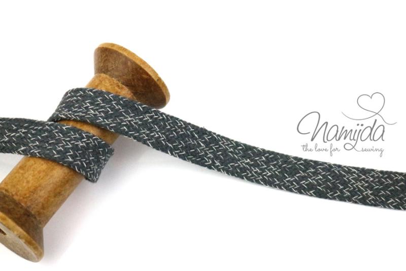 1 MTR. KORDEL Flach - GRAU/WeiSS MELIERT - 2cm